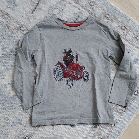 Mini Boden Other - Mini Boden Boys Tractor Applique Long Sleeve Cotton Shirt Top Sz5-6y